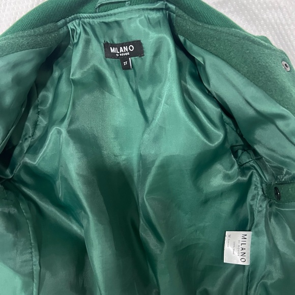 Green Milano Di Rouge Kids Gamble Jacket Wool Bomber Jacket 2T Unisex - Picture 3 of 7